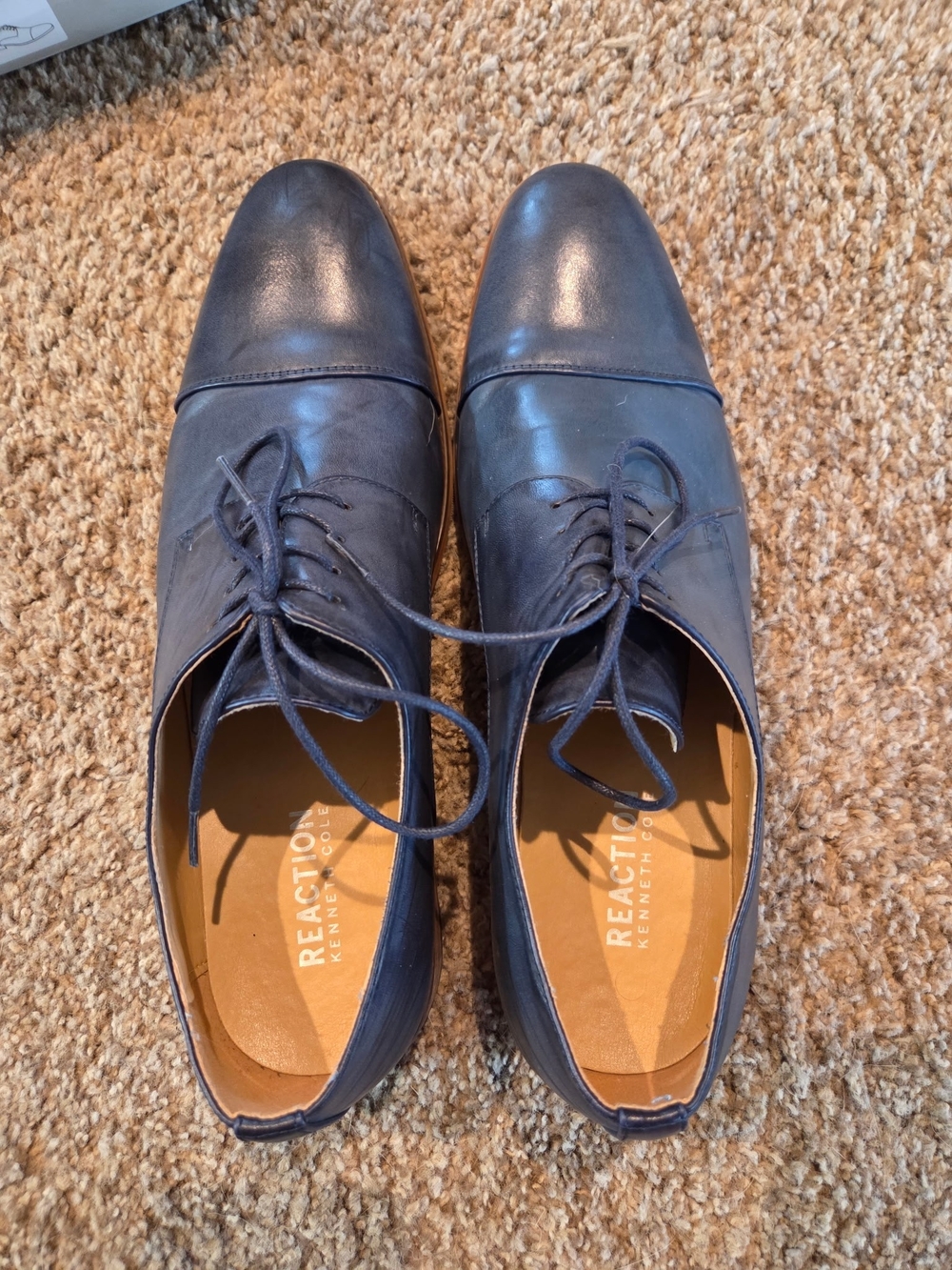 Kenneth Cole Reaction Men's Navy Leather Lace-Up Dress Shoes